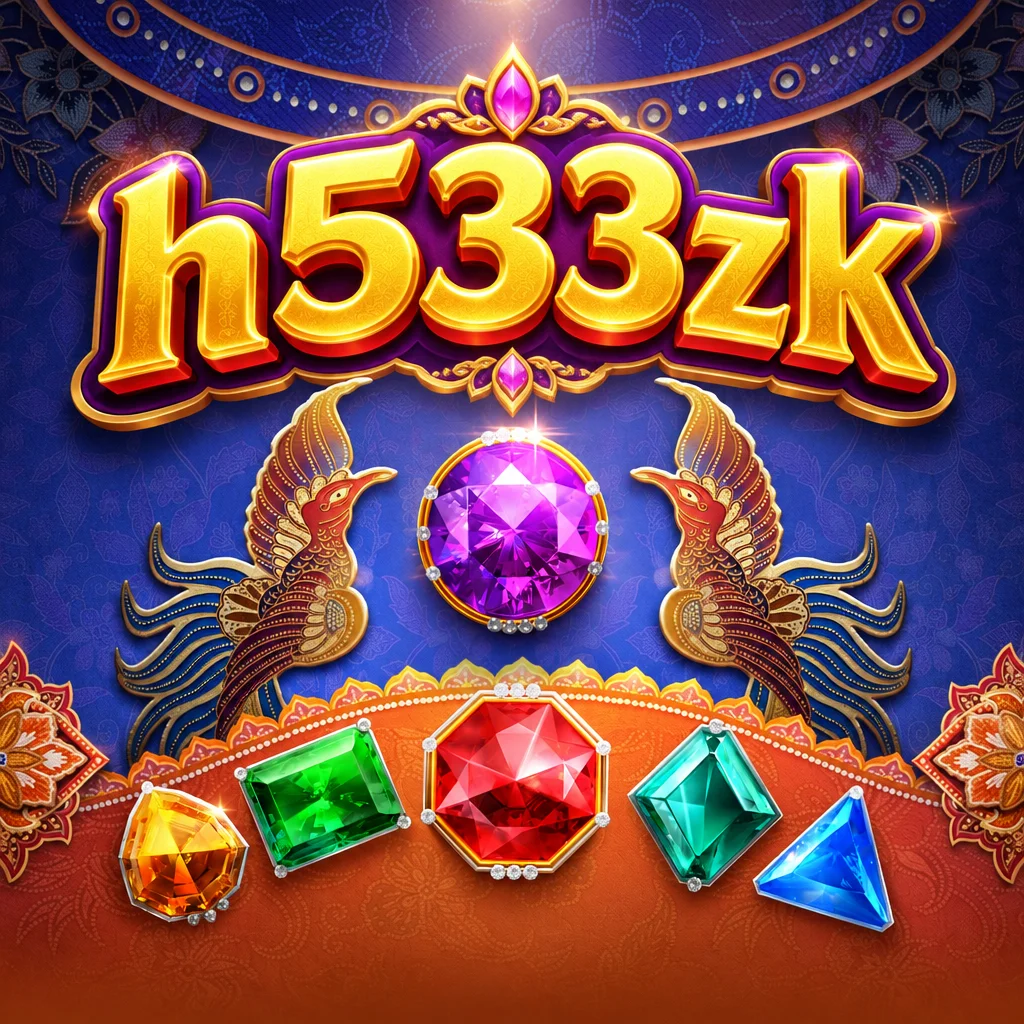 Desain game Garuda Gems dari h533zk menampilkan permata aneka warna dan motif burung garuda emas