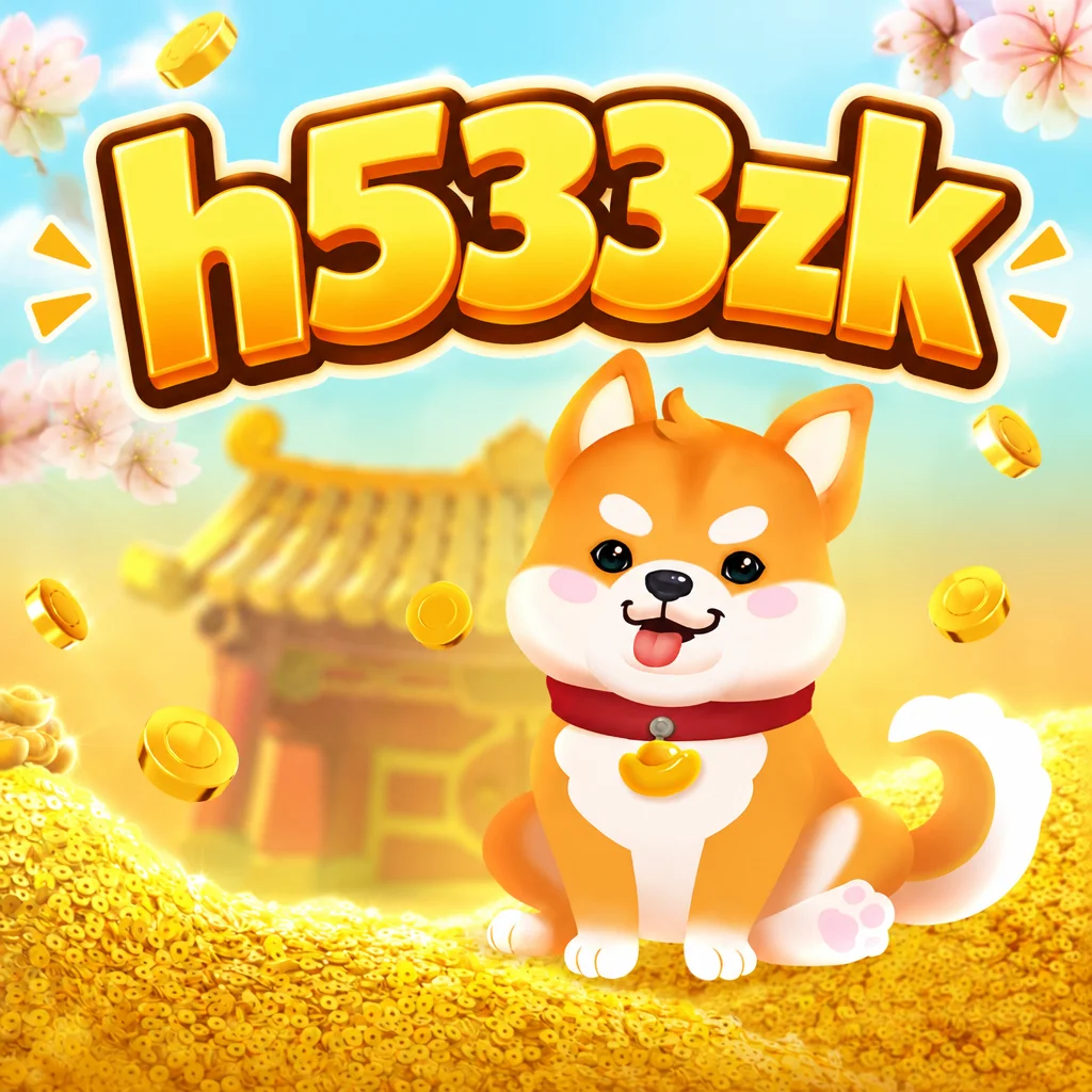 Ilustrasi game Win Win Won di h533zk dengan karakter anjing zodiak lucu dan ornamen keberuntungan